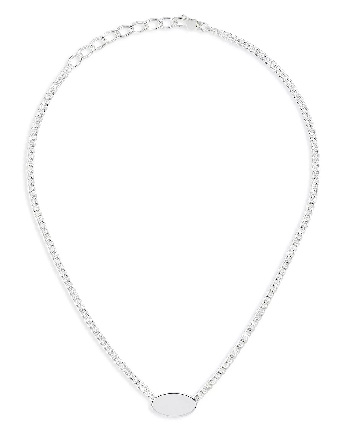 Sterling Silver Trademark Oval Pendant Necklace, 15-17" - 4