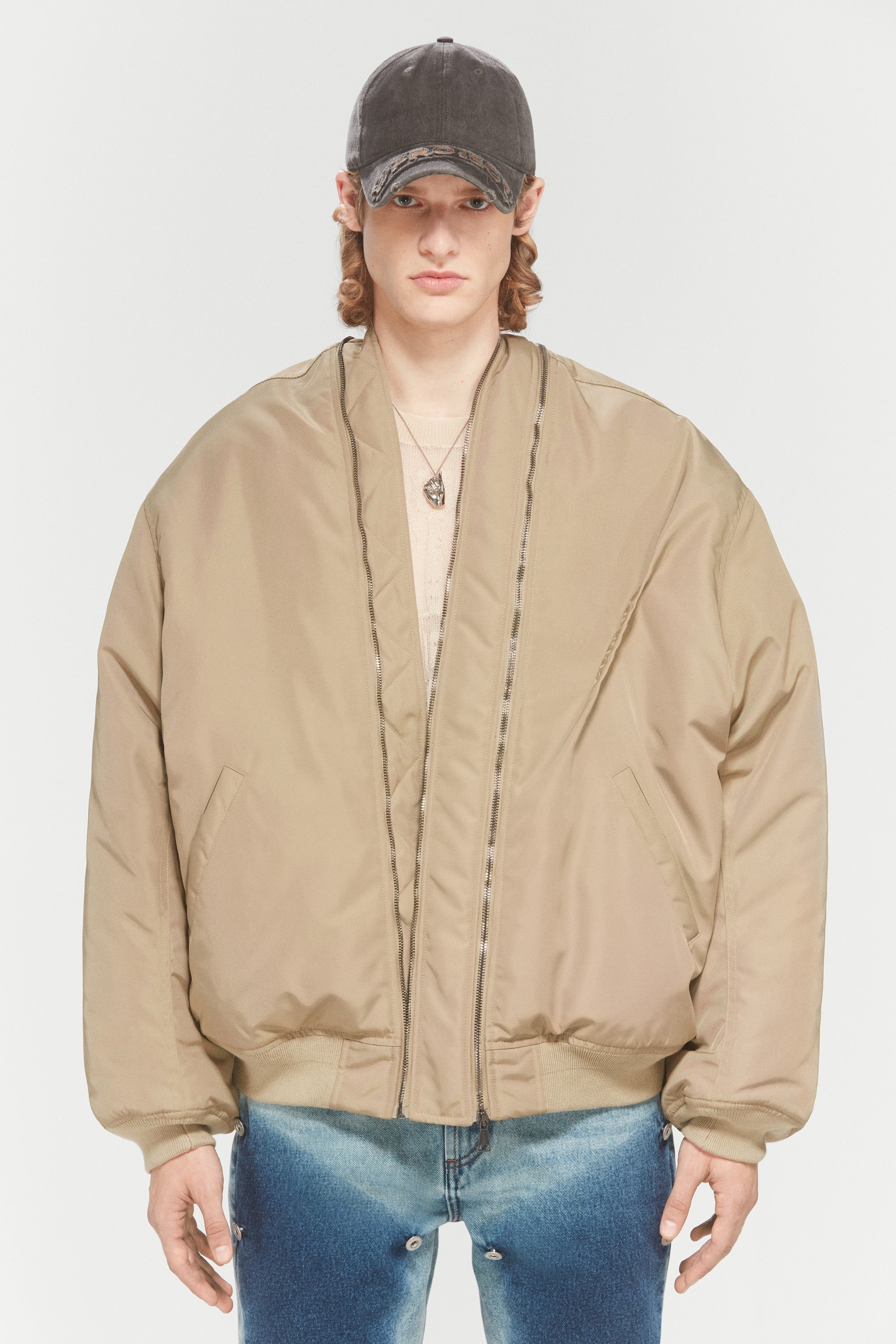 DOUBLE ZIP PINCHED LOGO BOMBER - 3