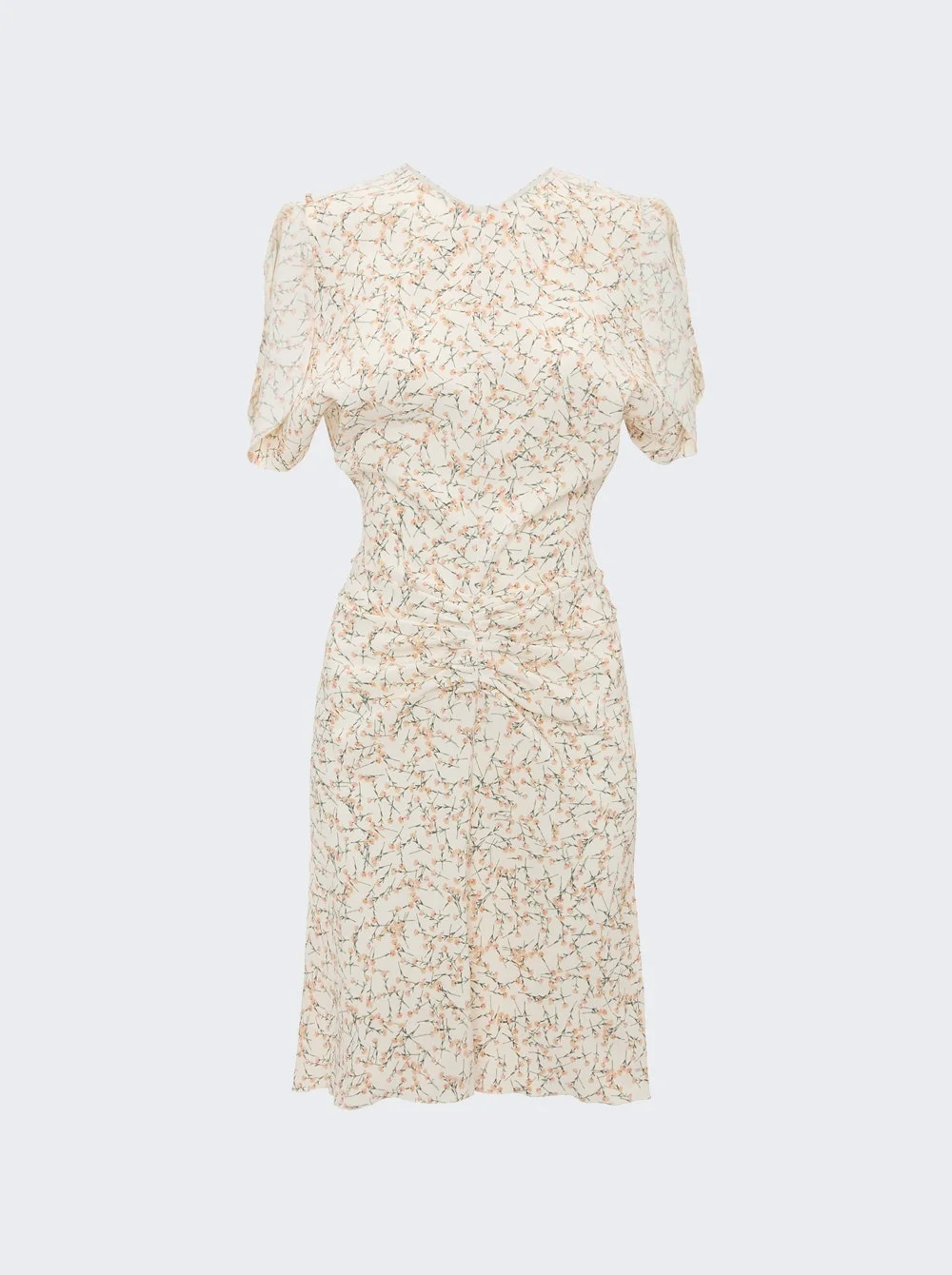 Gathered Waist Mini Dress Floral Ovation Peach - 1