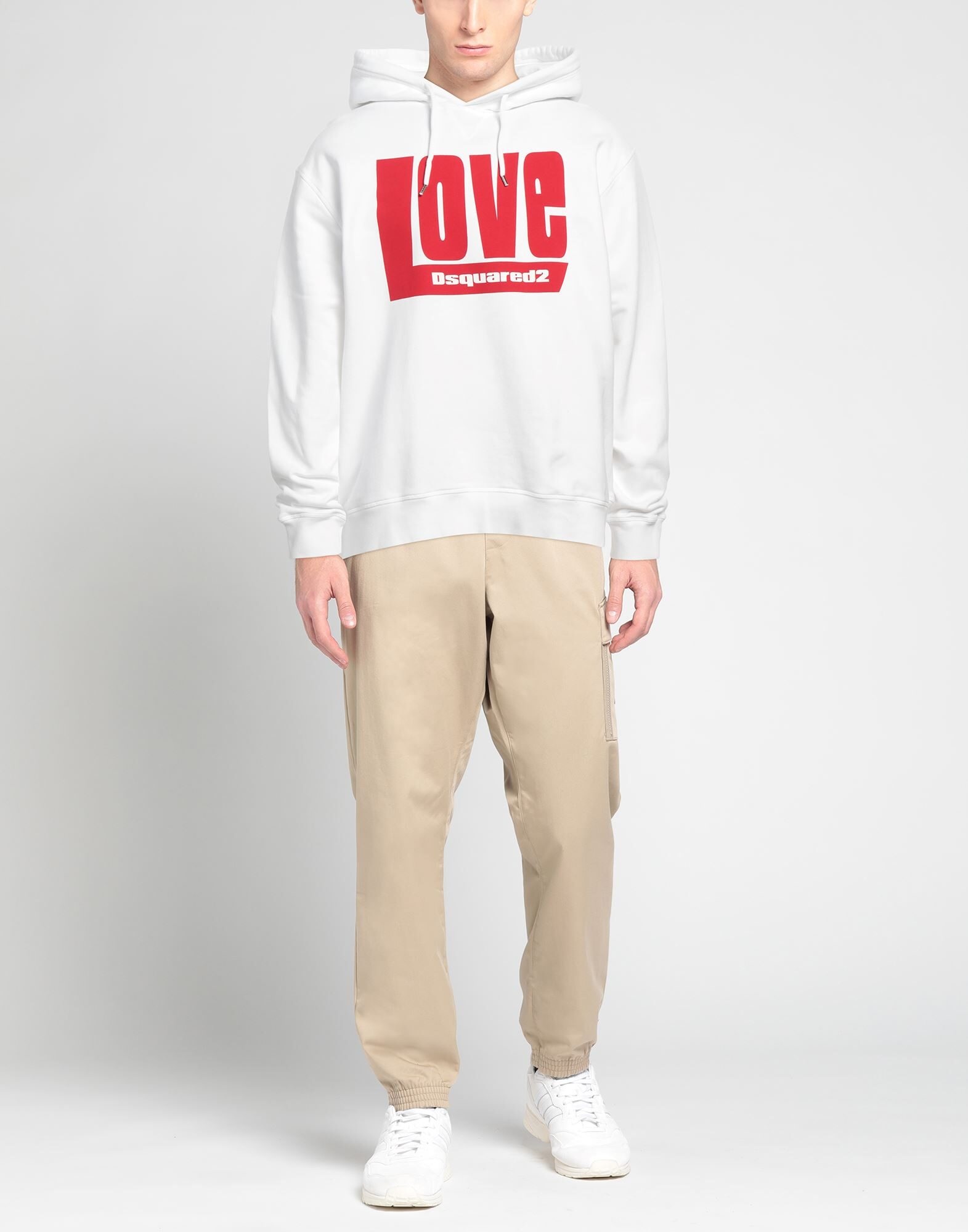 White Men's Hooded Sweatshirt - 2