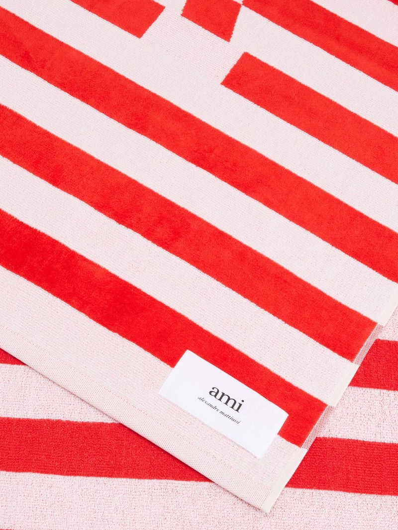 AMI Paris Ami de Coeur striped beach towel outlook