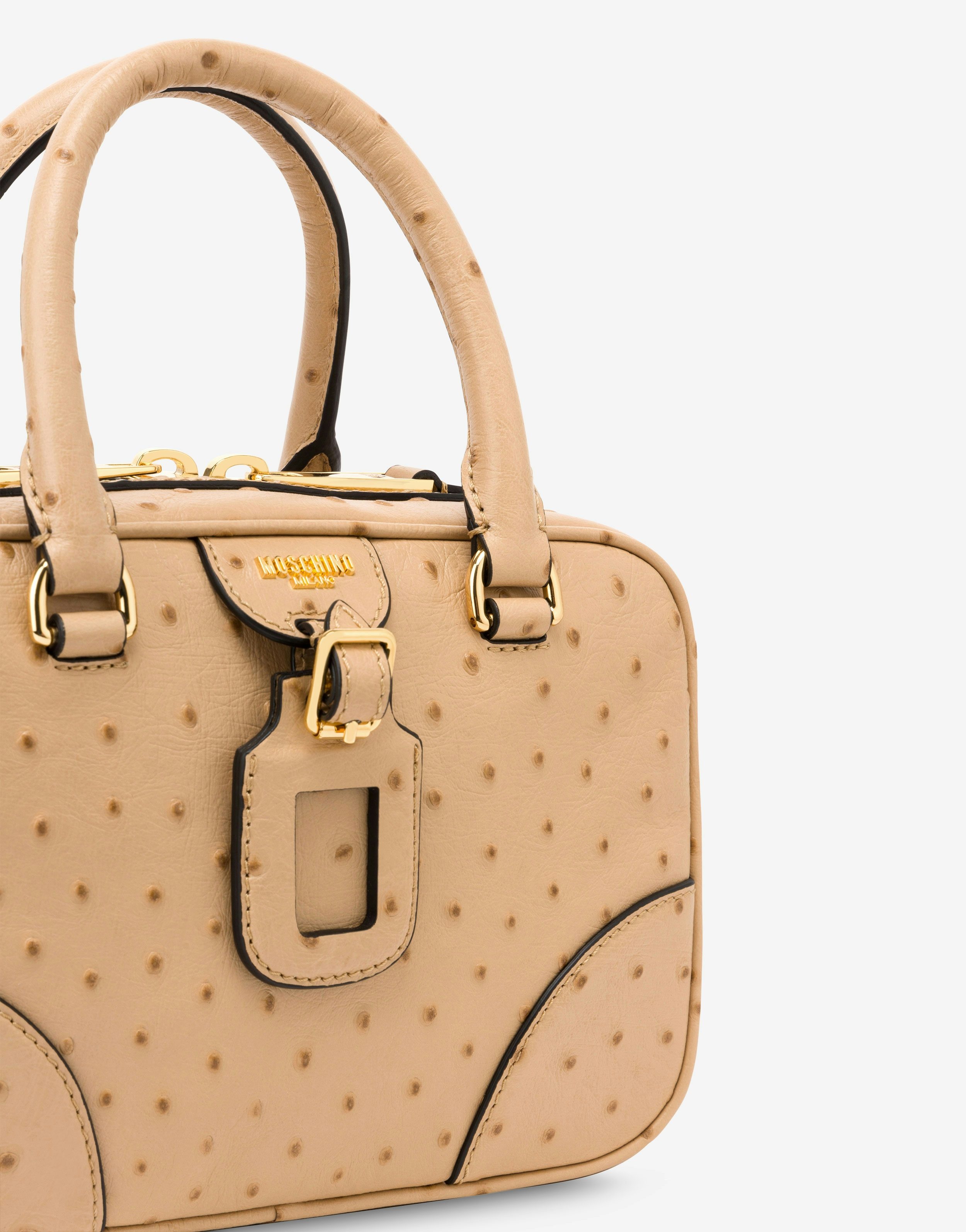 TRAVEL TAG HANDBAG WITH OSTRICH PRINT - 4