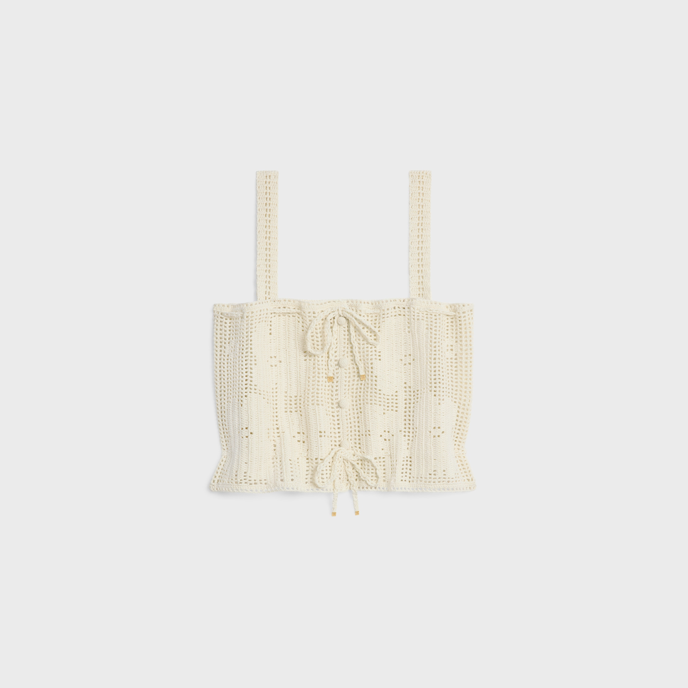 crop top in floral crocheted cotton - 1