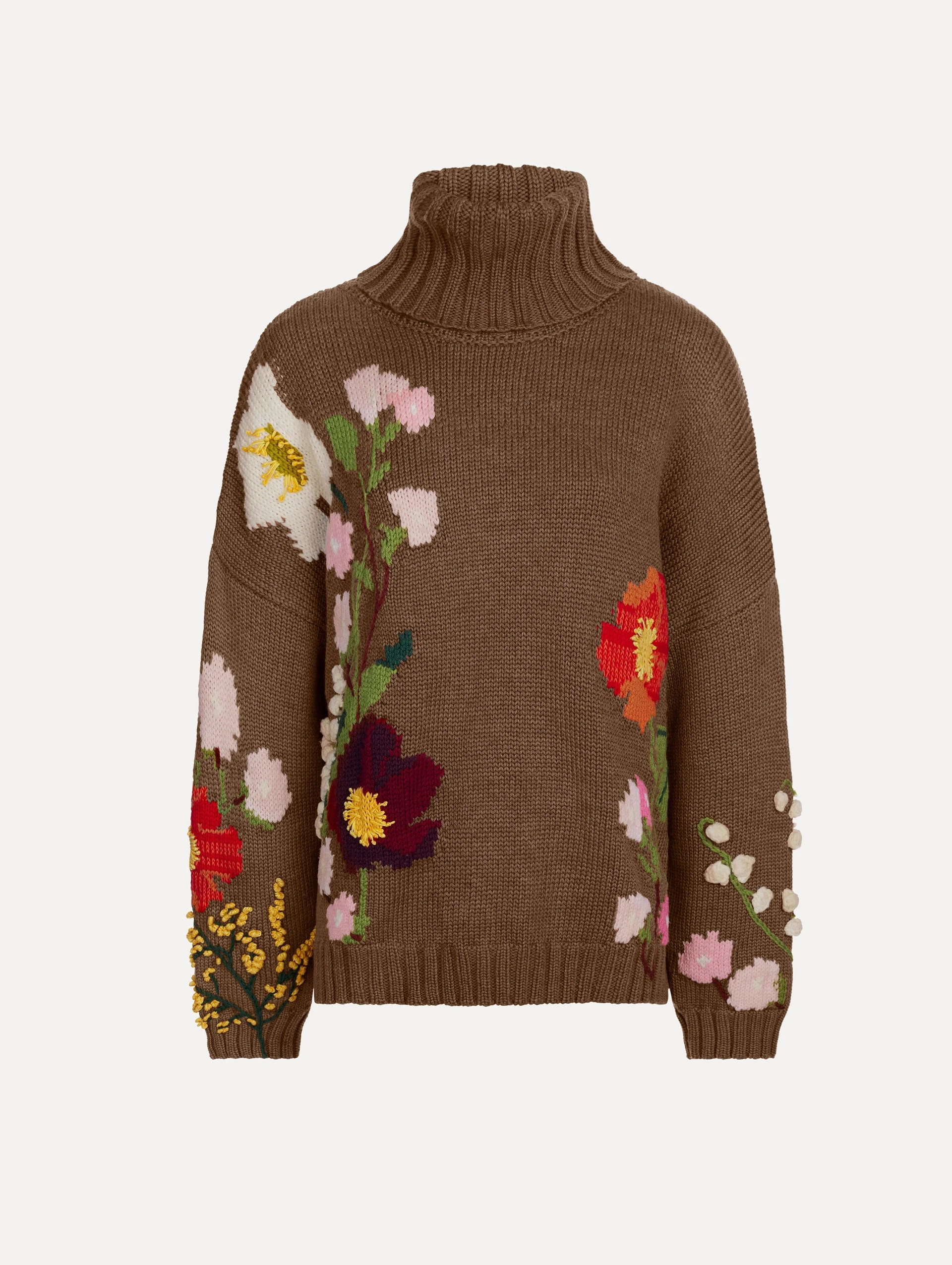 MIXED BOTANICAL EMBROIDERED OVERSIZED PULLOVER - 1