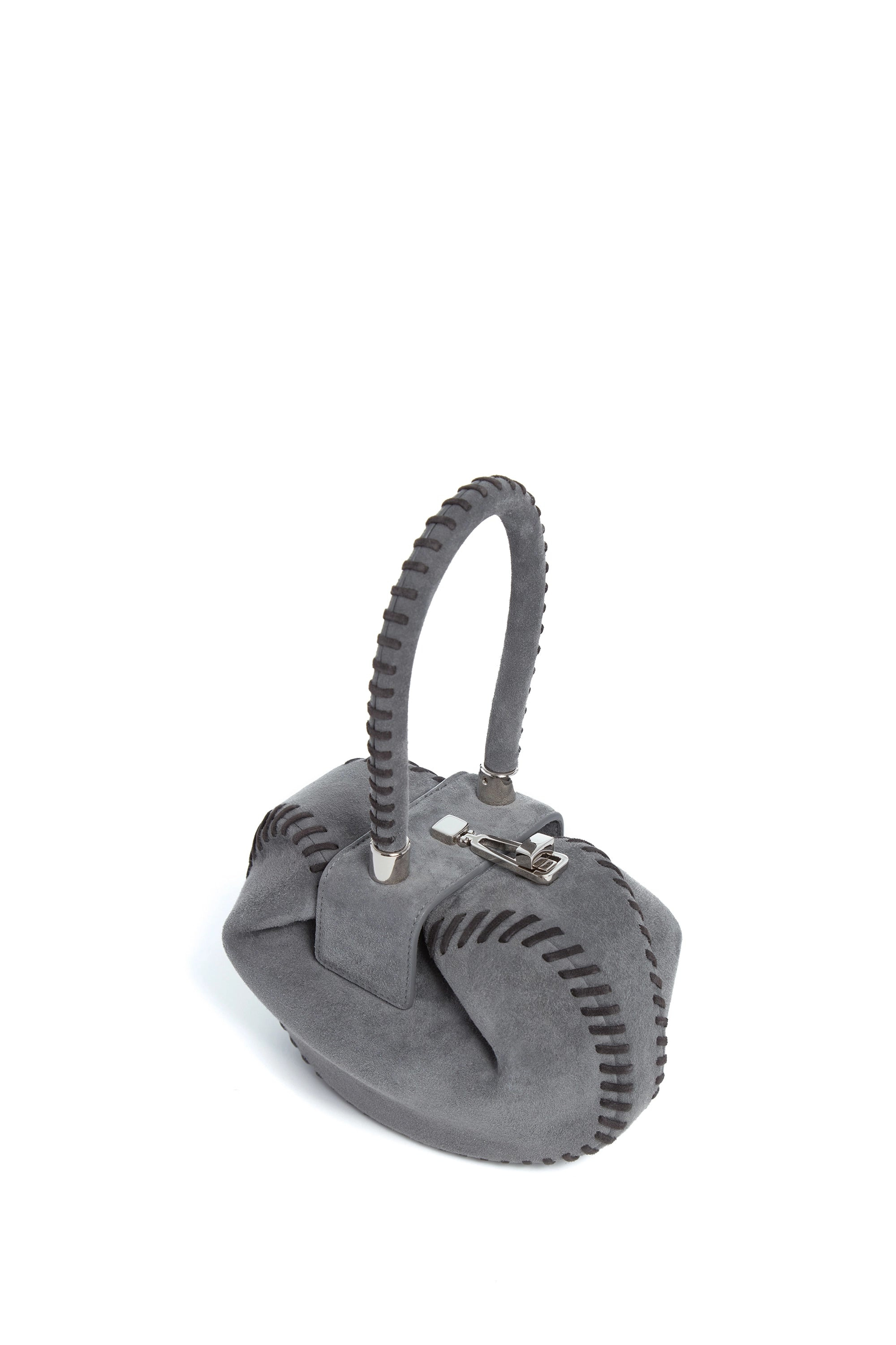 Whipstitch Demi Bag in Charcoal Suede - 3