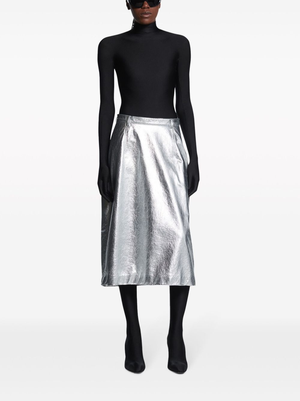 metallic-effect lamb skin skirt - 2