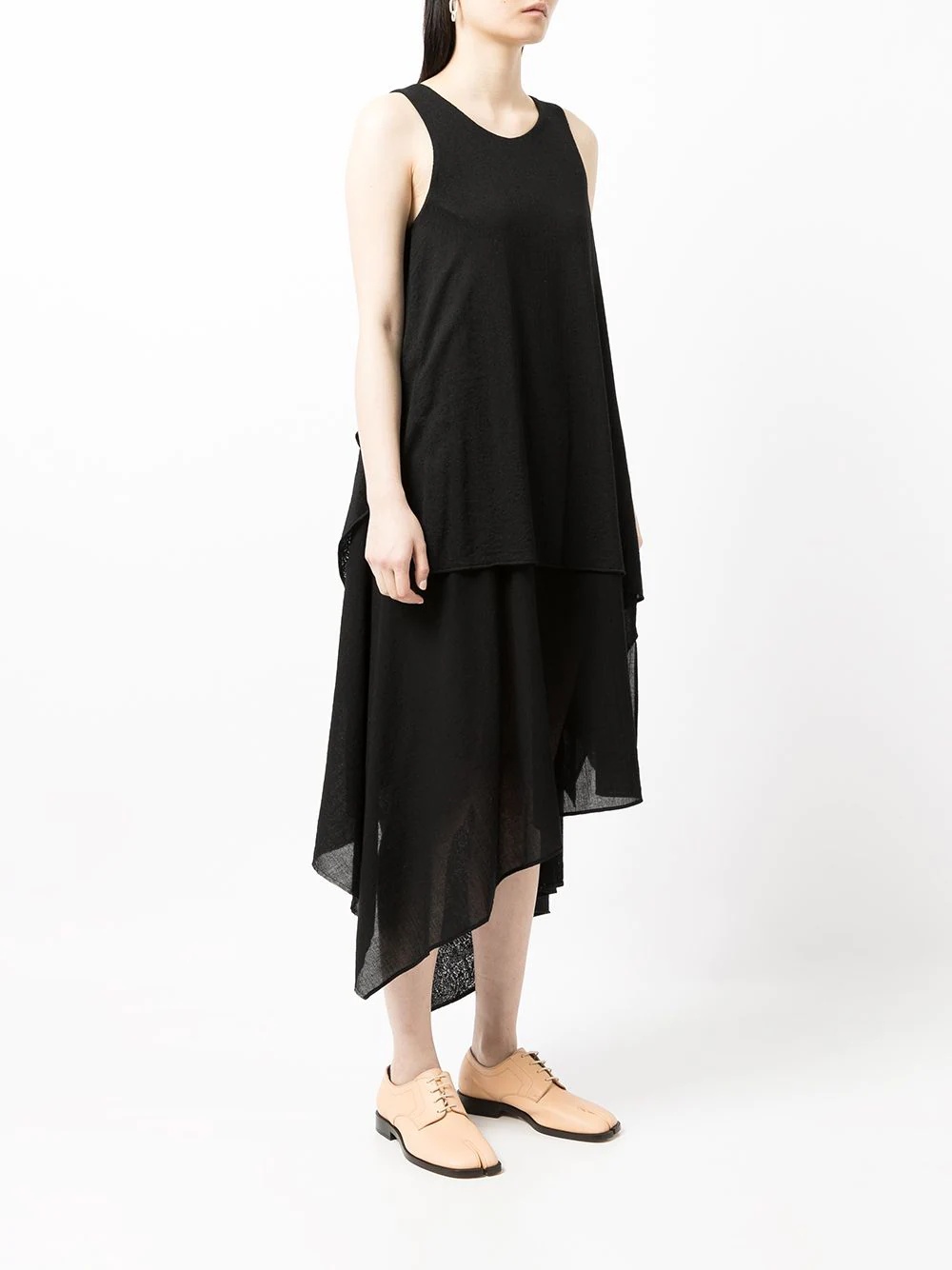 layered-detail asymmetric dress - 3