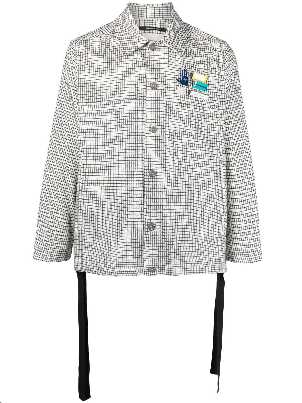 brooch-detail check shirt jacket - 1