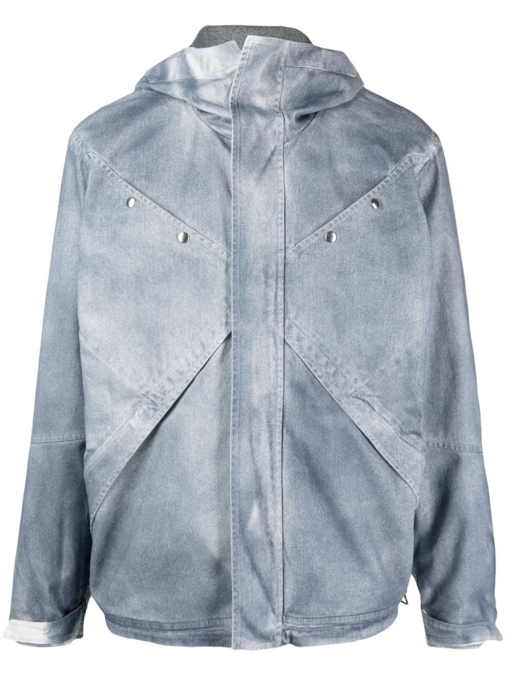 faded-effect hooded denim jacket - 1