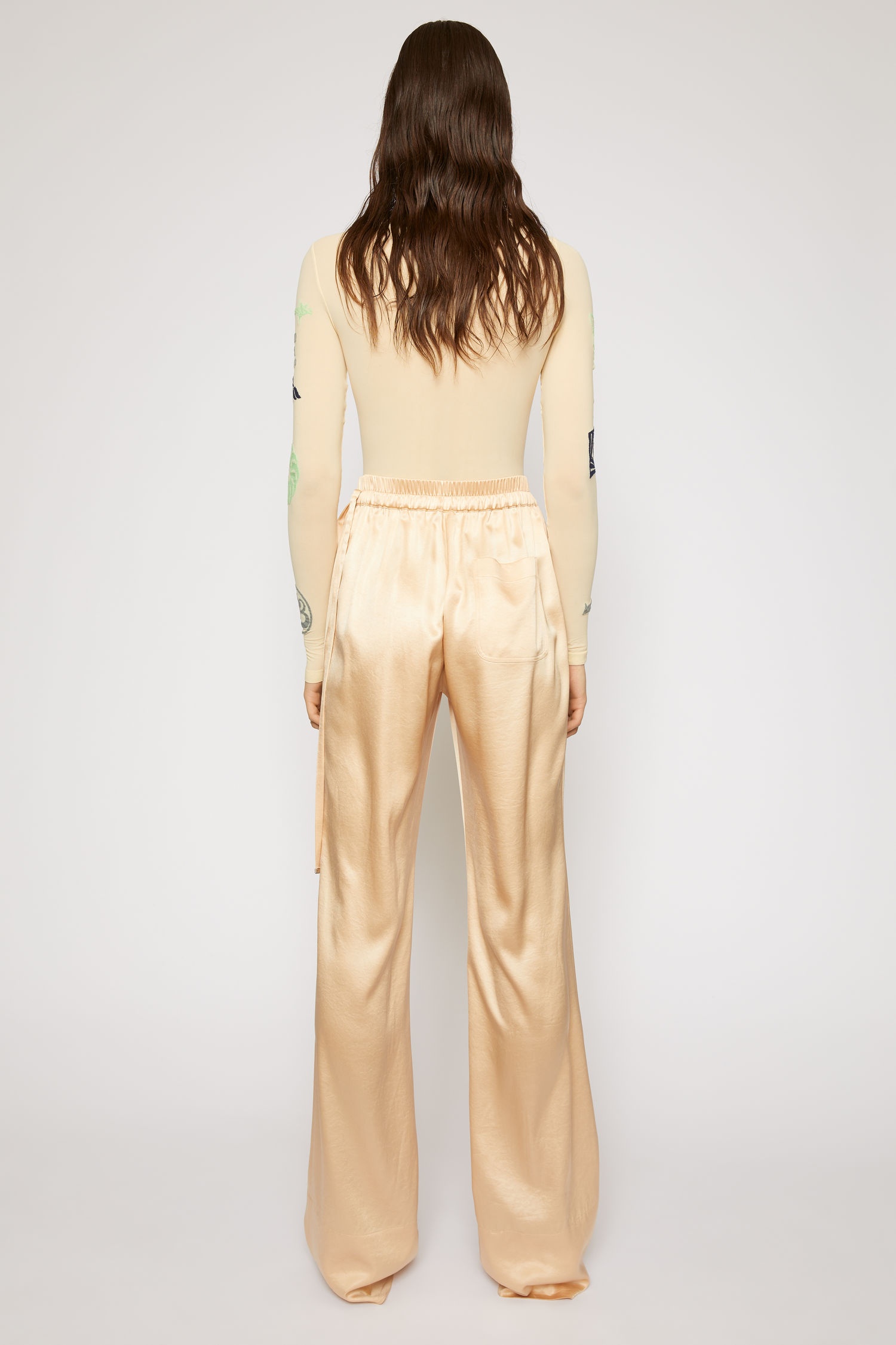 Satin trousers pale orange - 4