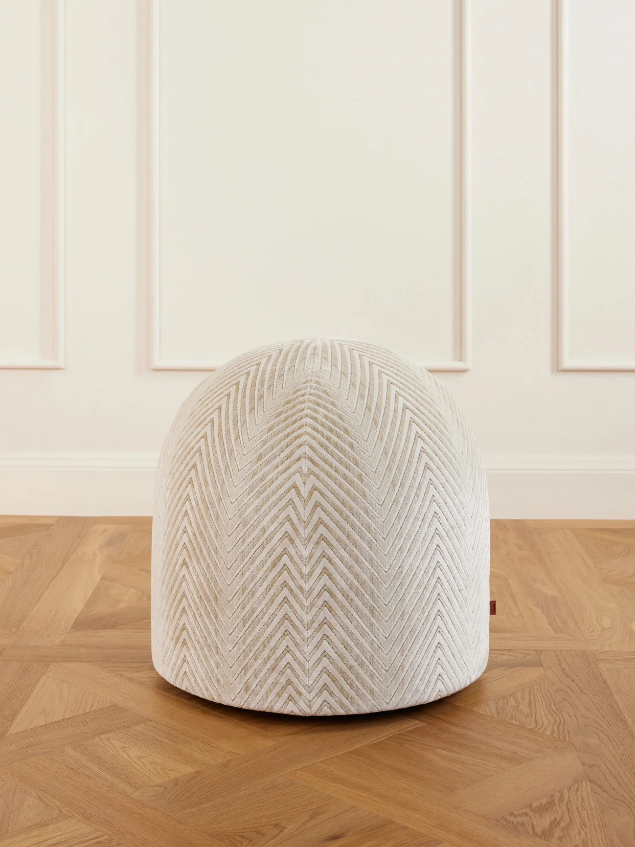 Ziggy Striped Velvet Pouf - 1