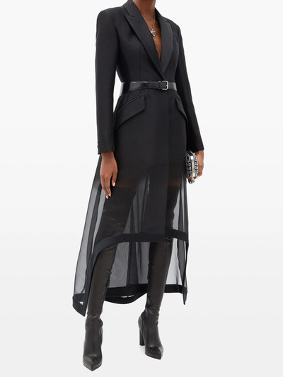 Alexander McQueen Sheer-hem single-breasted organza coat outlook