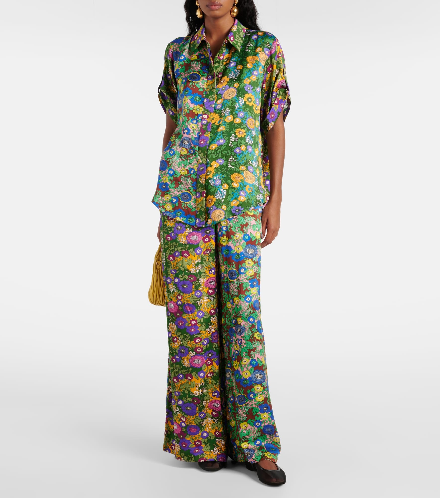 Printed silk satin shirt - 2