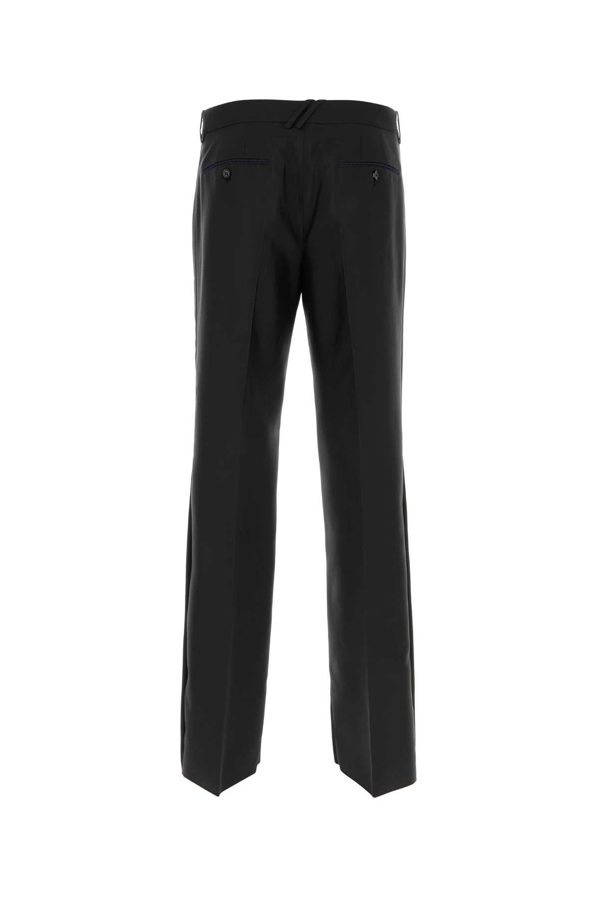 Burberry Men Black Wool Blend Wide-Leg Pant - 2