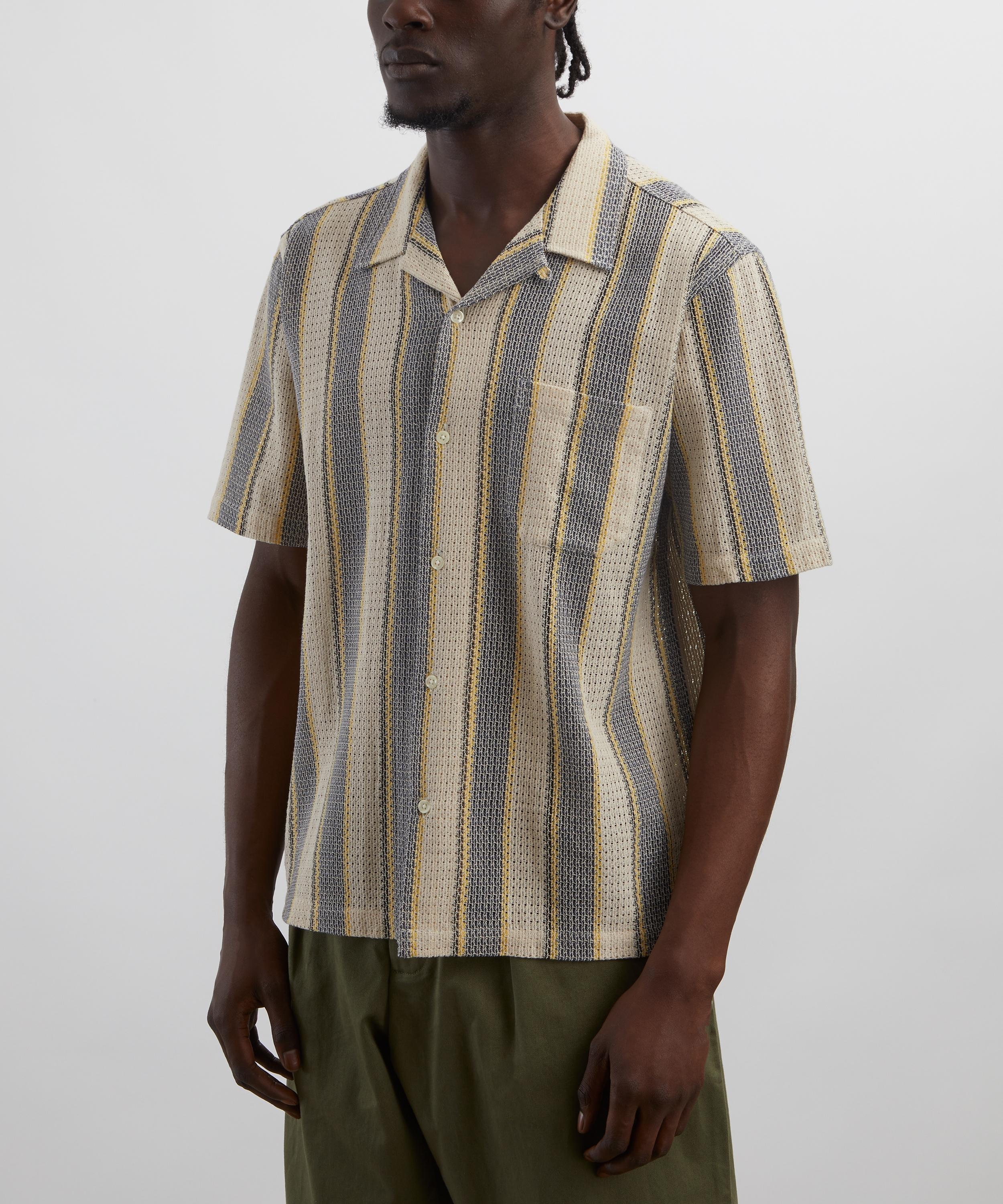 Grey-Yellow Cotton Lattice Road Shirt - 3