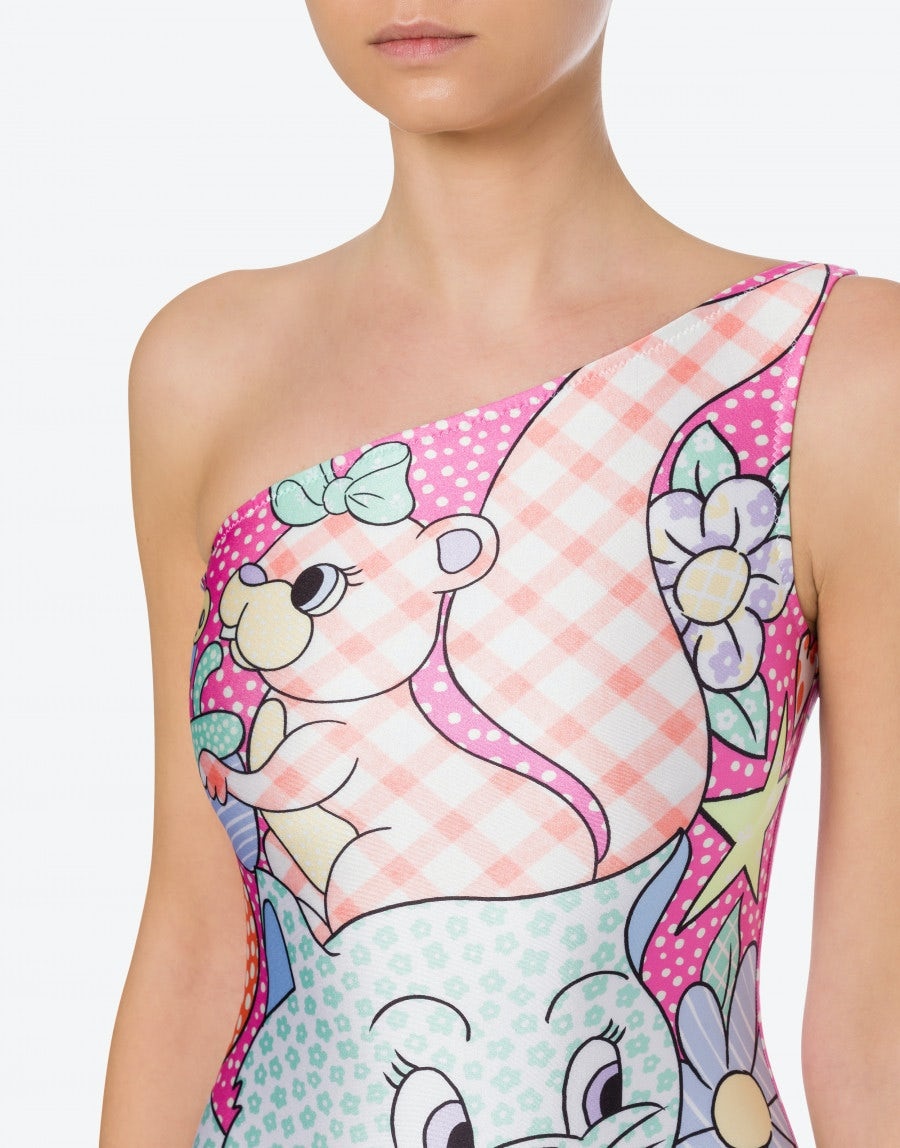 CALICO ANIMALS ONE-SHOULDER SWIMSUIT - 4