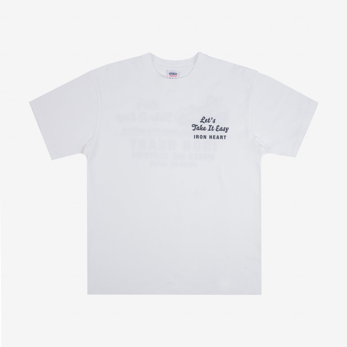IHT-2404-WHT 7.5oz Printed Loopwheel Crew Neck T-Shirt - White - 1