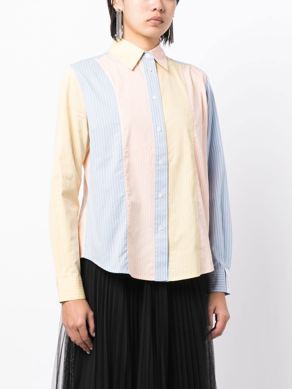 colour-block striped shirt - 3