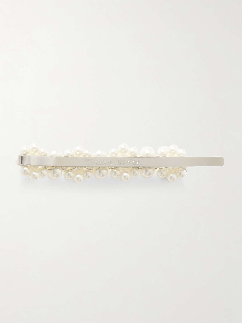 Simone Rocha Silver-tone faux pearl hair slide Silver outlook