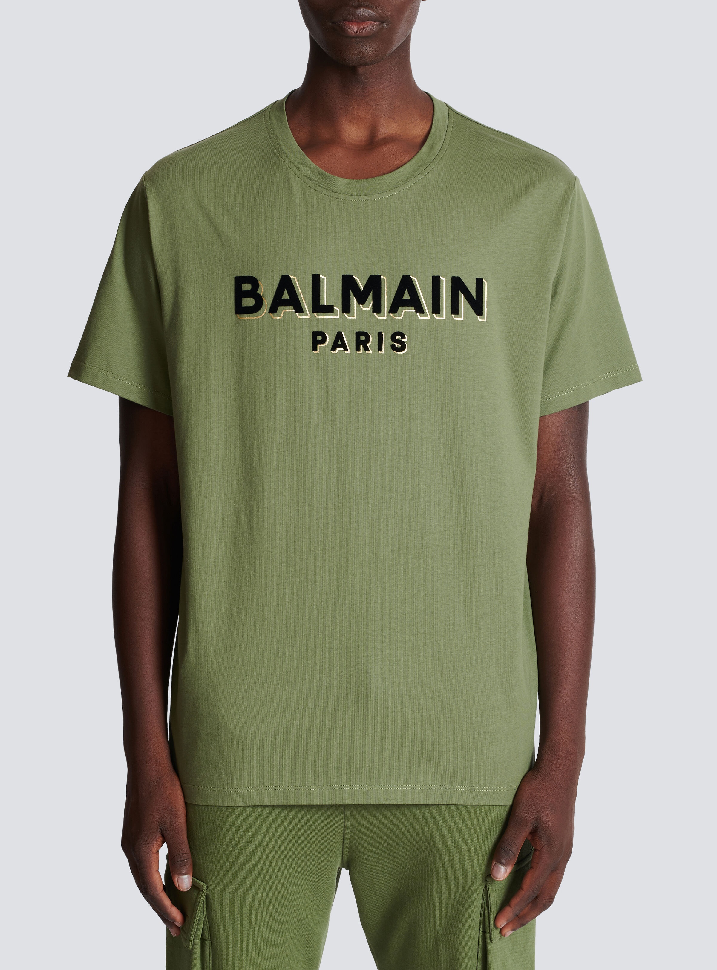 T-shirt with flocked Balmain Paris logo - 5
