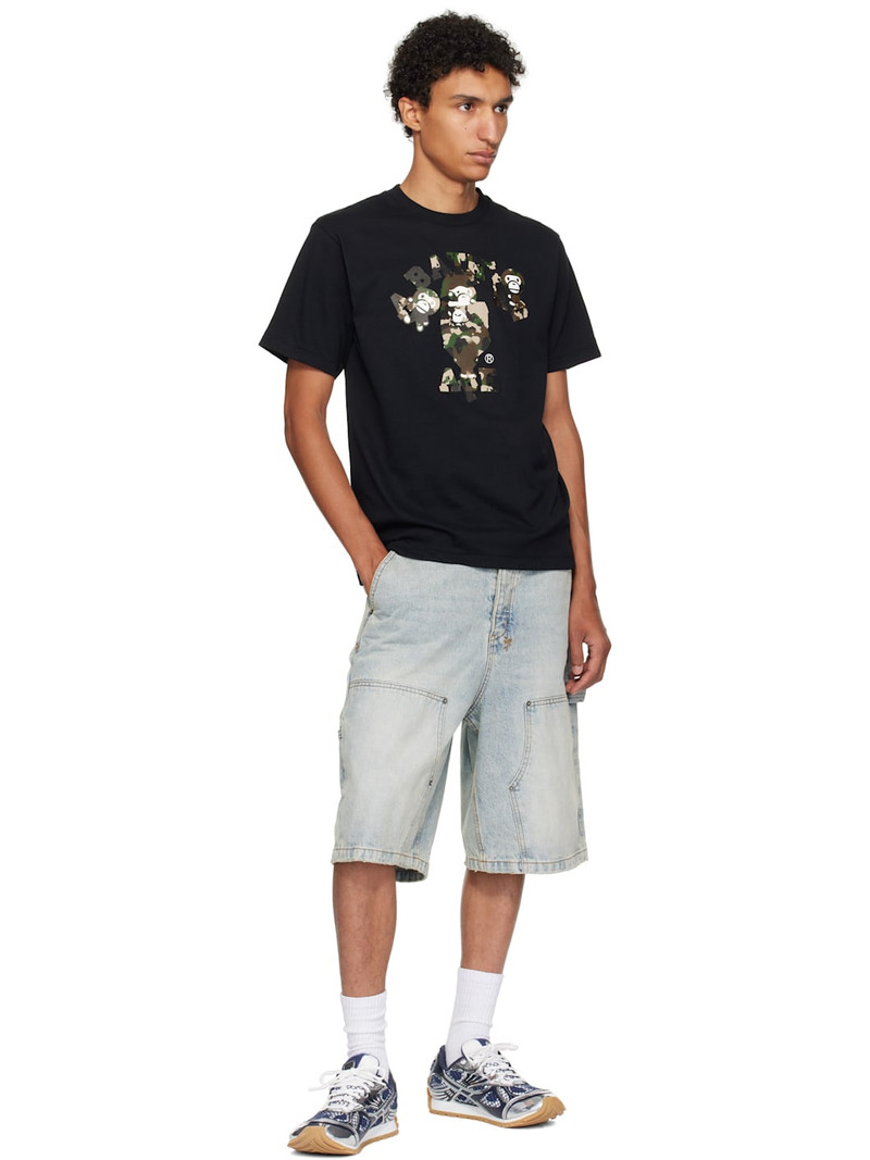 A BATHING APE® Black Map Camo College Milo T-shirt outlook