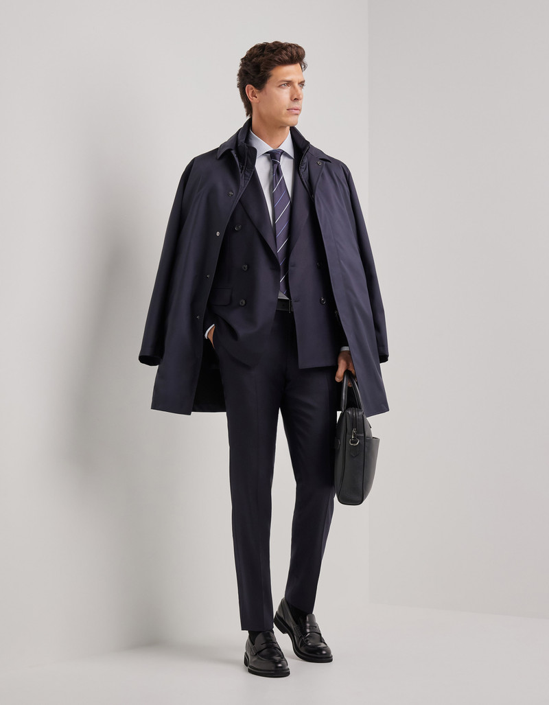 Canali NAVY BLUE 150'S WOOL DOUBLE-BREASTED MODERN-FIT SUIT outlook