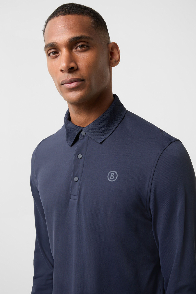 Gustavo Functional longsleeve polo shirt in Navy blue 3