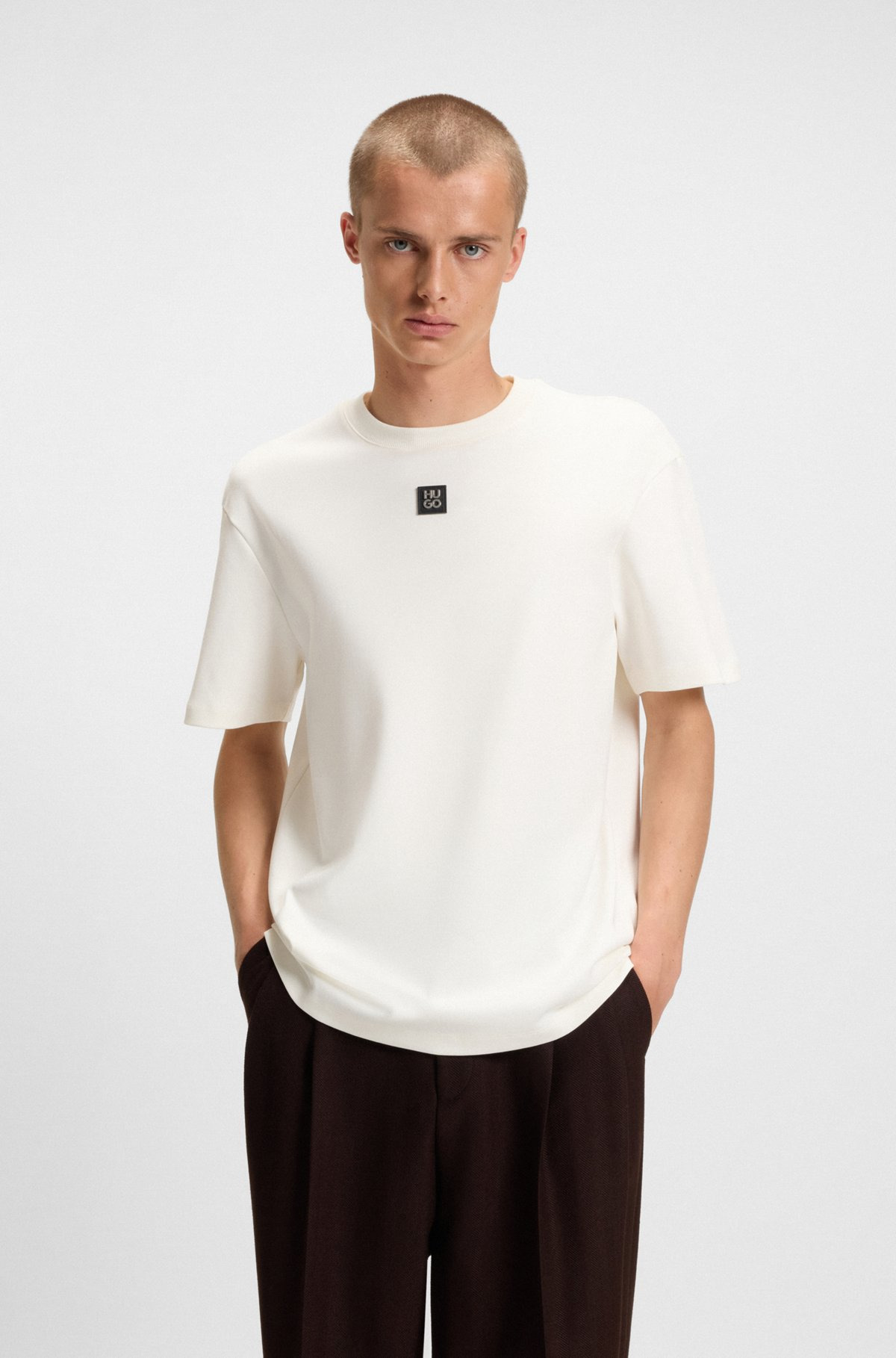 INTERLOCK-COTTON REGULAR-FIT T-SHIRT WITH STACKED LOGO - 2
