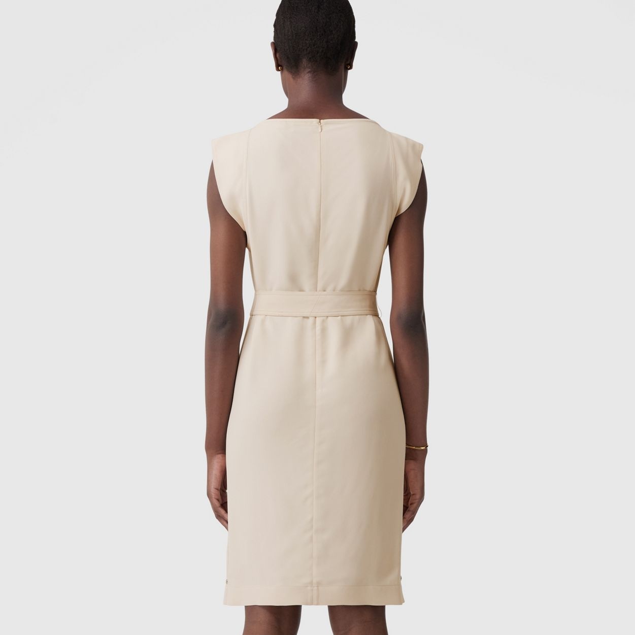 Cap-sleeve Cady Belted Dress - 4