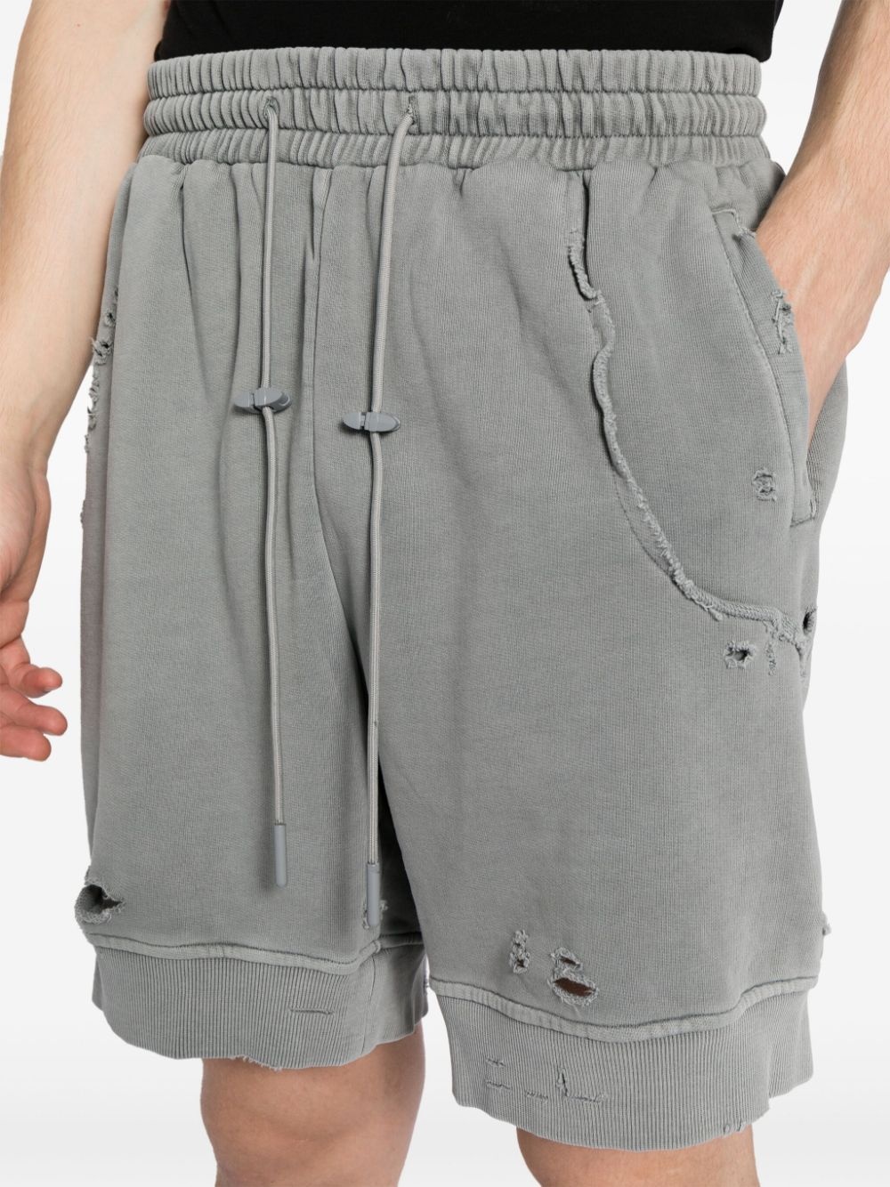 ripped-detailing cotton track shorts - 5
