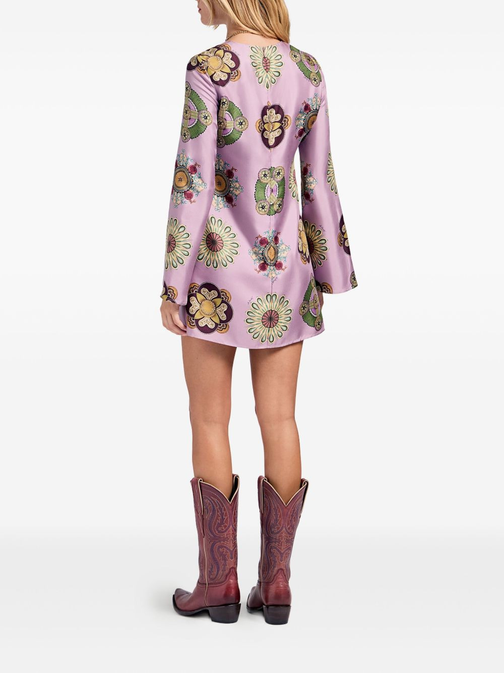 geometric-pattern mini dress - 3