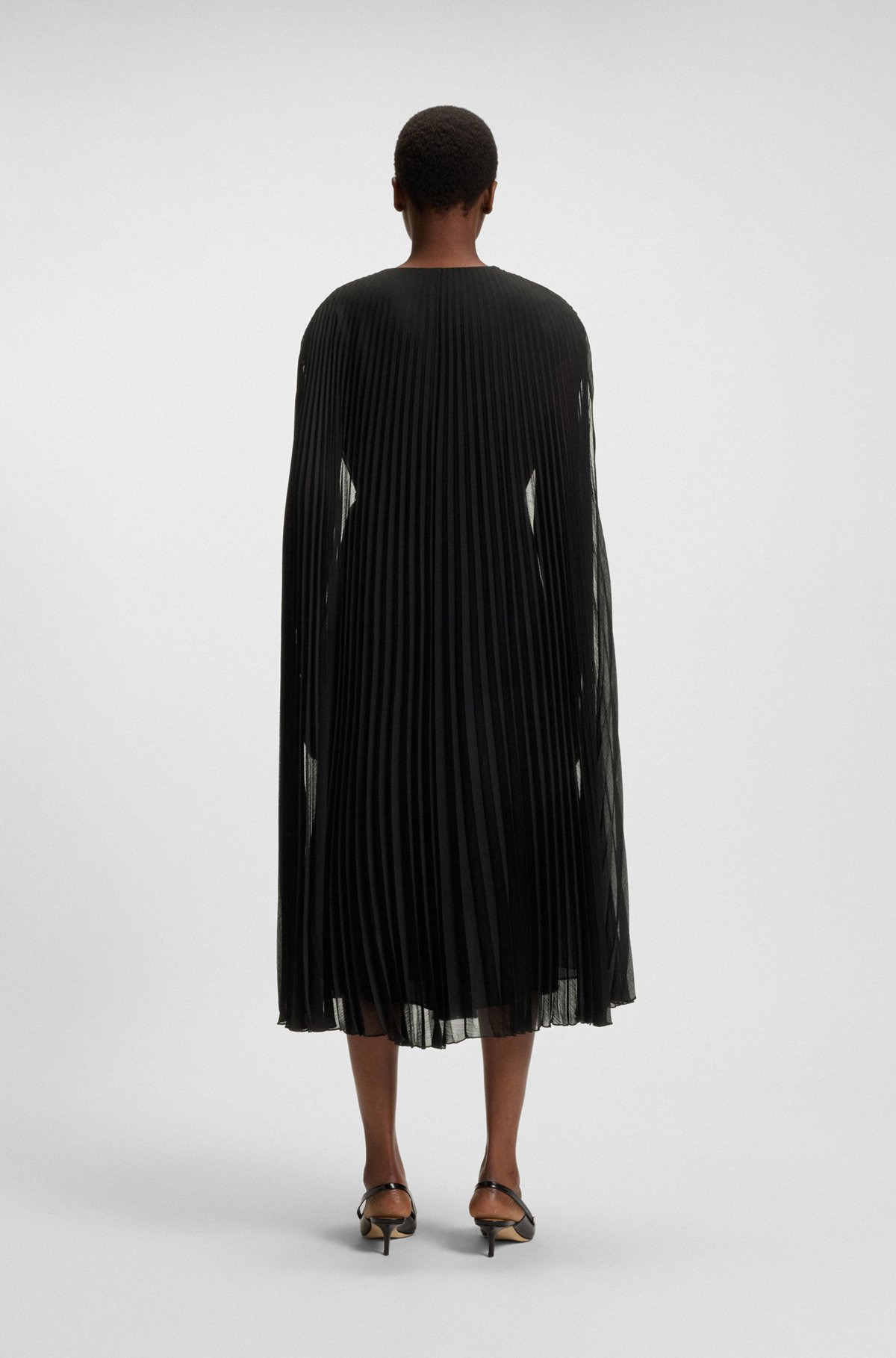 BELTED DRESS IN CRINKLE CHIFFON WITH OVERLAY - 4