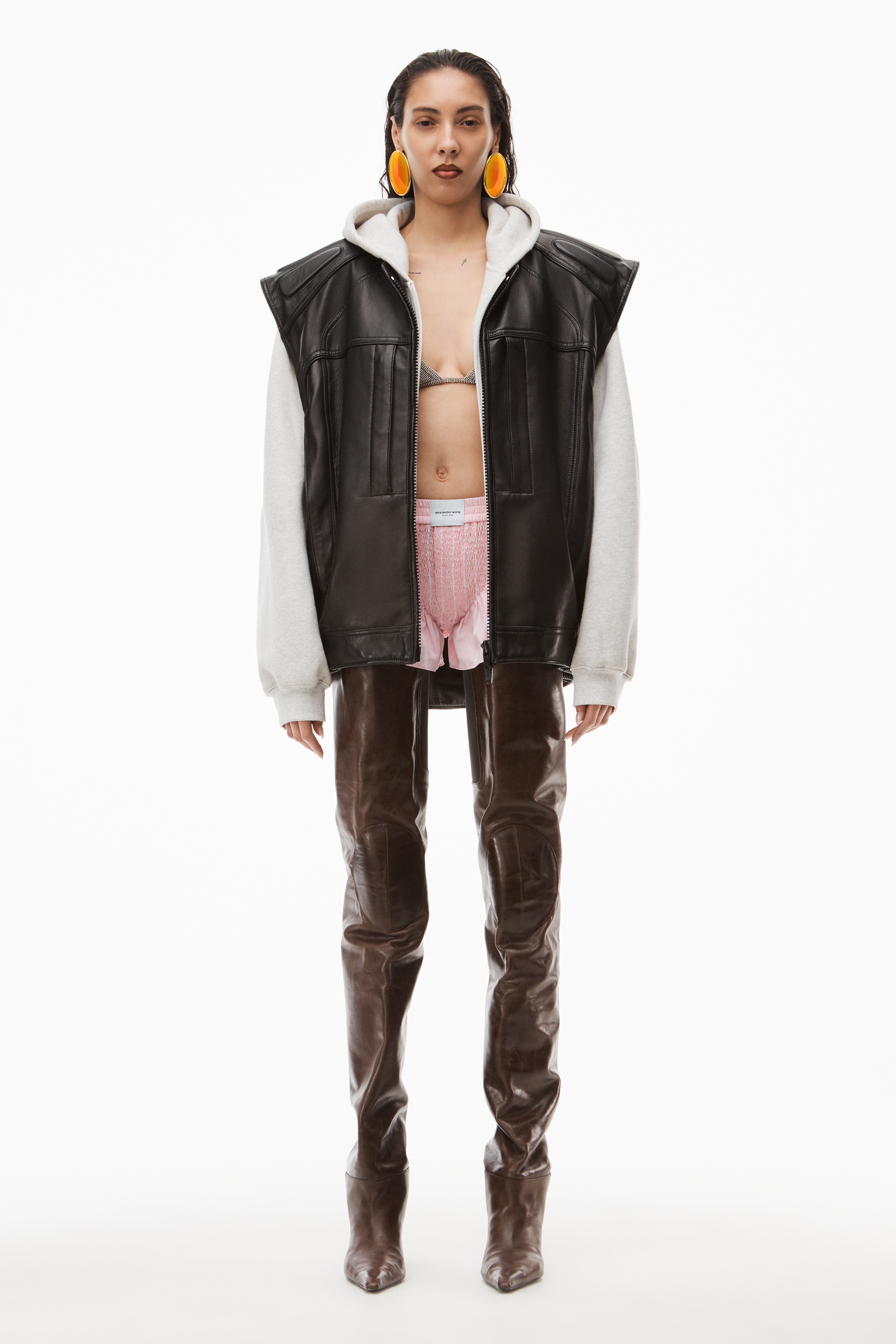 Alexander Wang OVERSIZED MOTO VEST IN BUTTERY LEATHER | REVERSIBLE