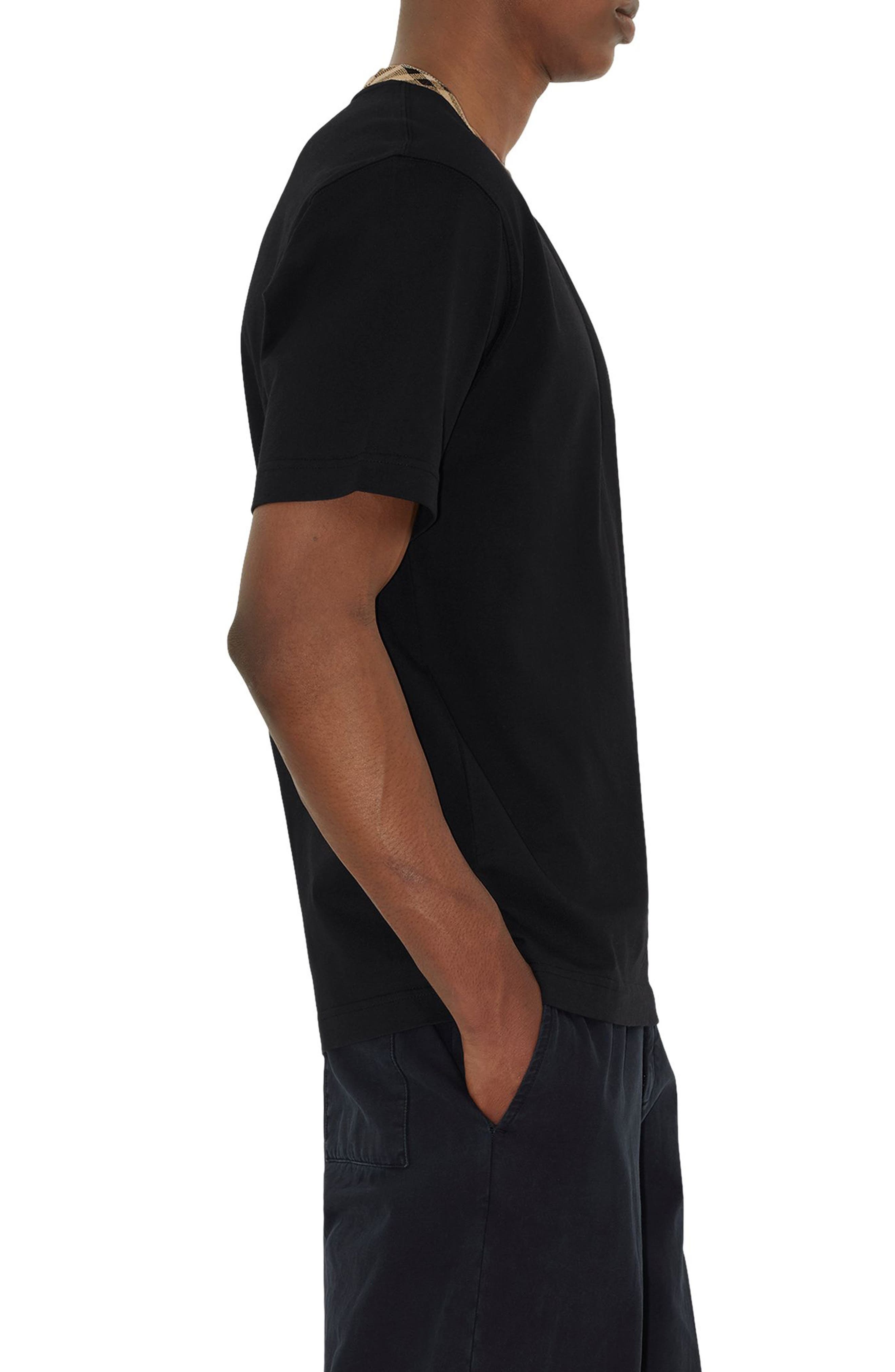 burberry Check Trim T-Shirt in Black at Nordstrom - 3