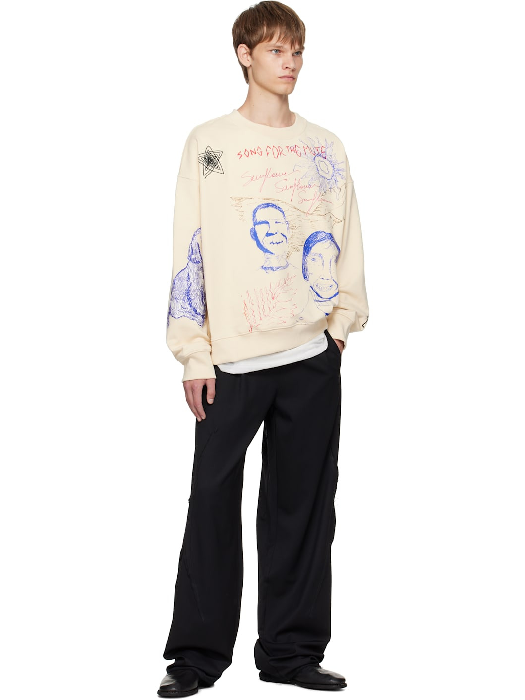 Beige Sketchbook Relaxed Sweatshirt - 4