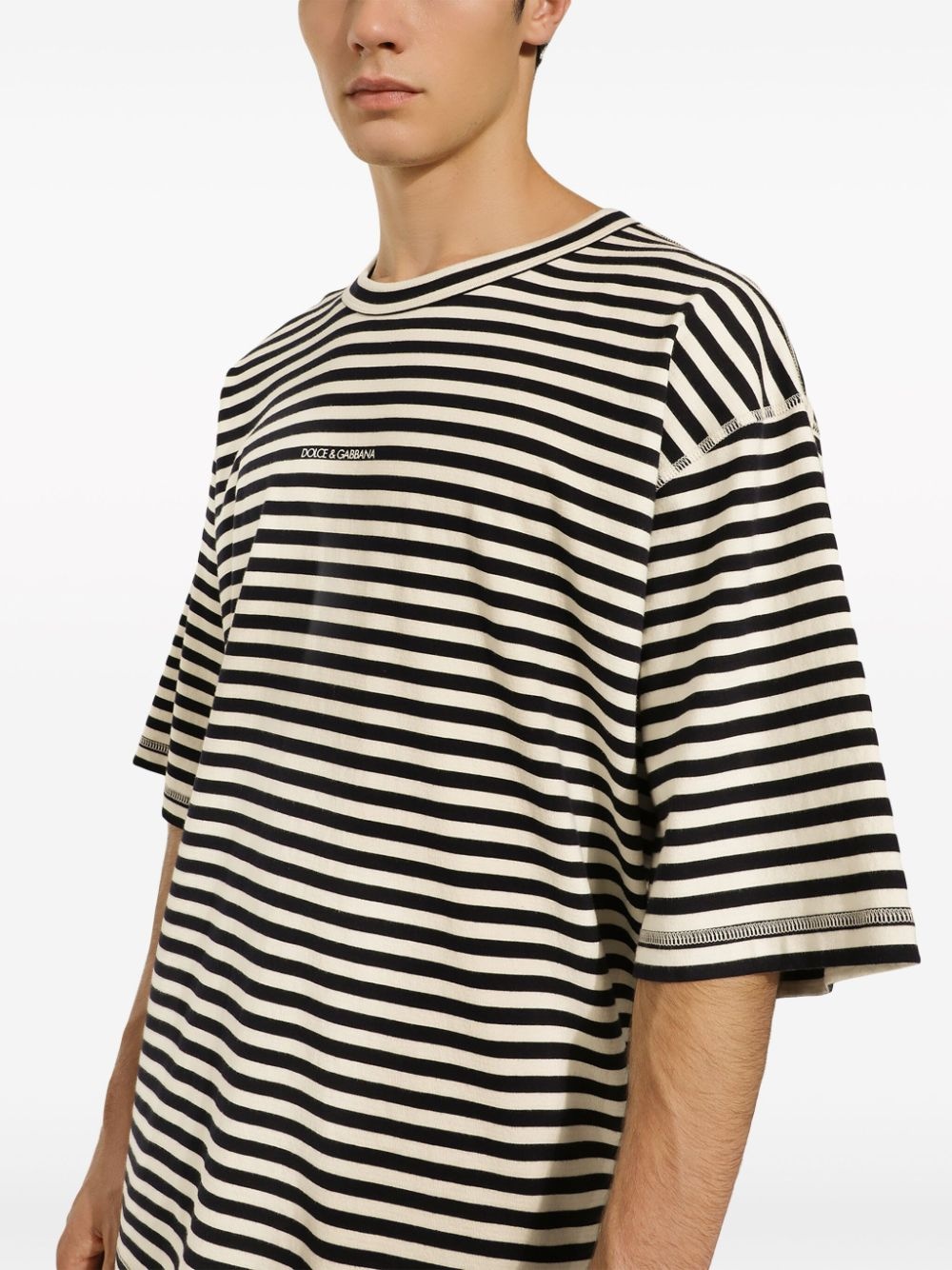 logo-embroidered striped T-shirt - 5
