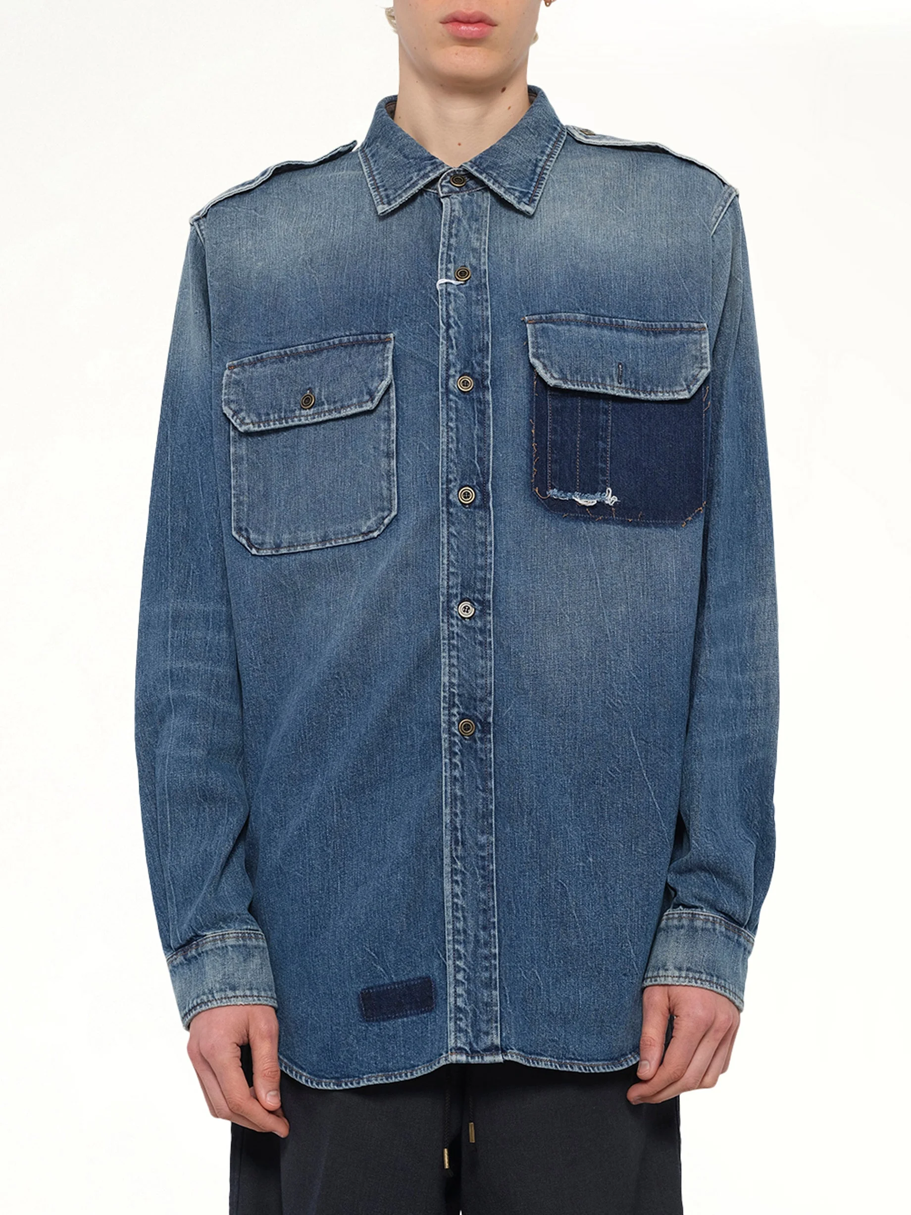 Long-sleeved Shirt in Vintage Medium Blue - 1