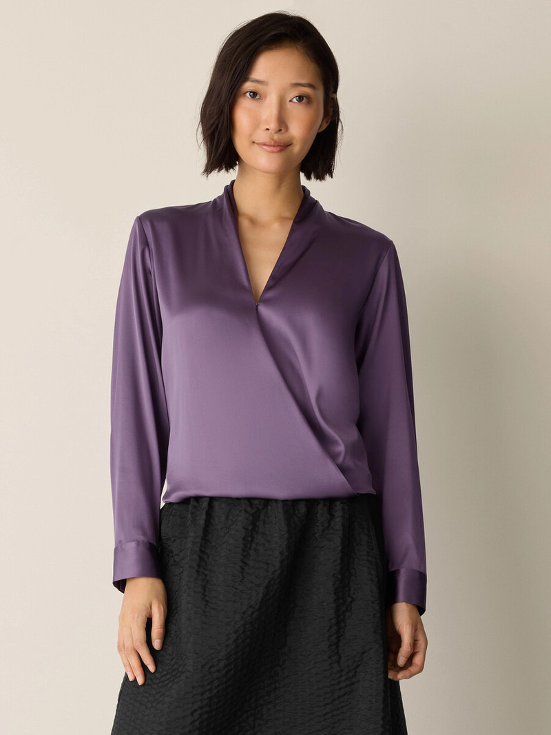 Stretch Silk Charmeuse Wrap Top 3