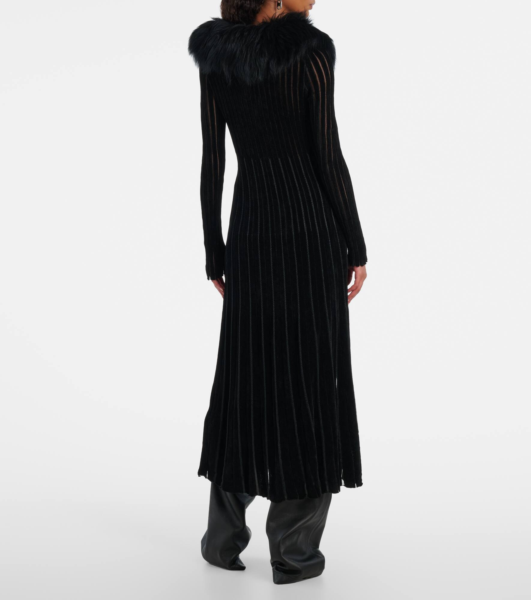 Shearling-trimmed striped maxi dress - 3