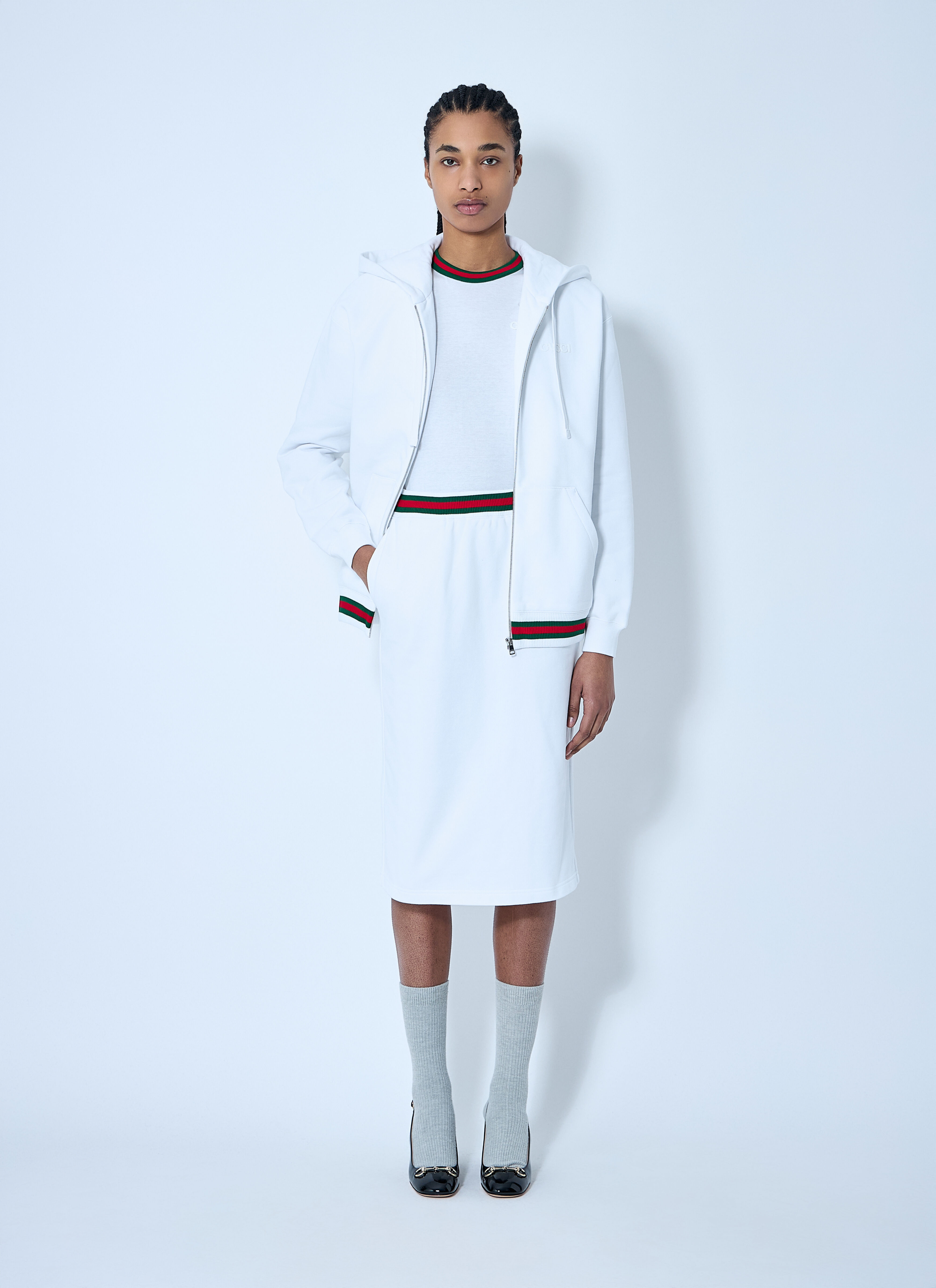 Cotton Jersey Skirt With Web Trim - 2
