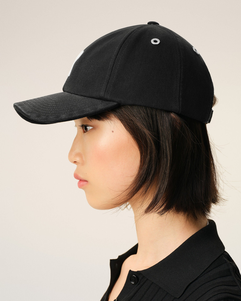 BLACK COTTON AMI DE COEUR FELT PATCH CAP 5