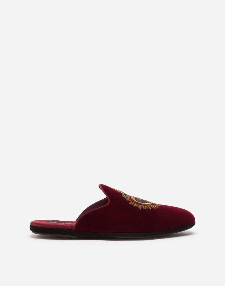 Velvet slippers with sacred-heart embroidery - 1