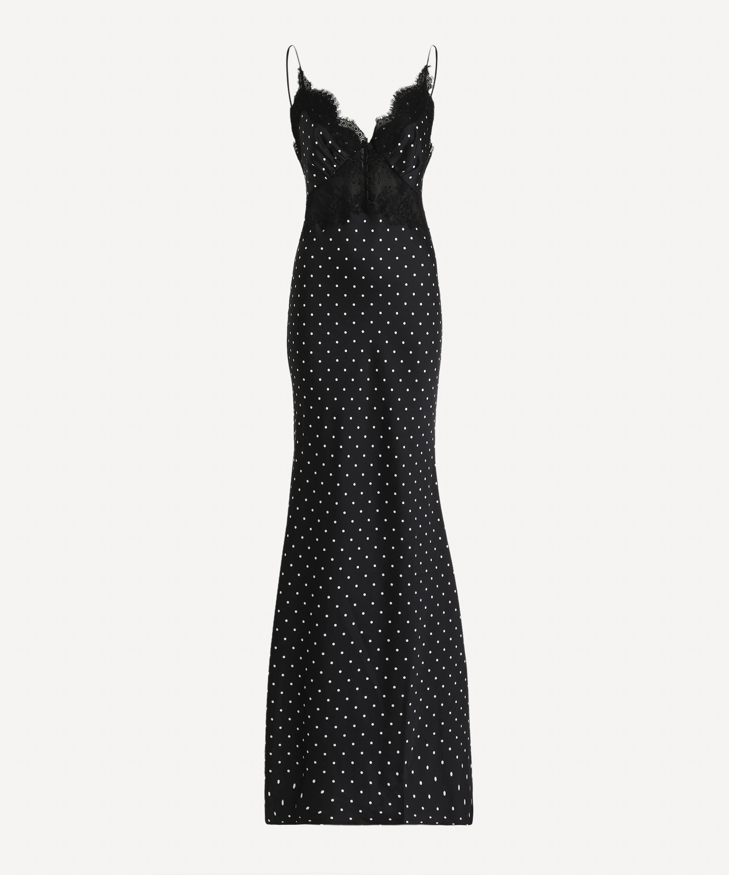 Polka-Dot Satin Maxi Dress - 1