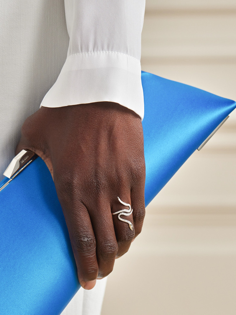 ILEANA MAKRI Queen Curled Snake 18-karat White Gold Diamond Ring outlook