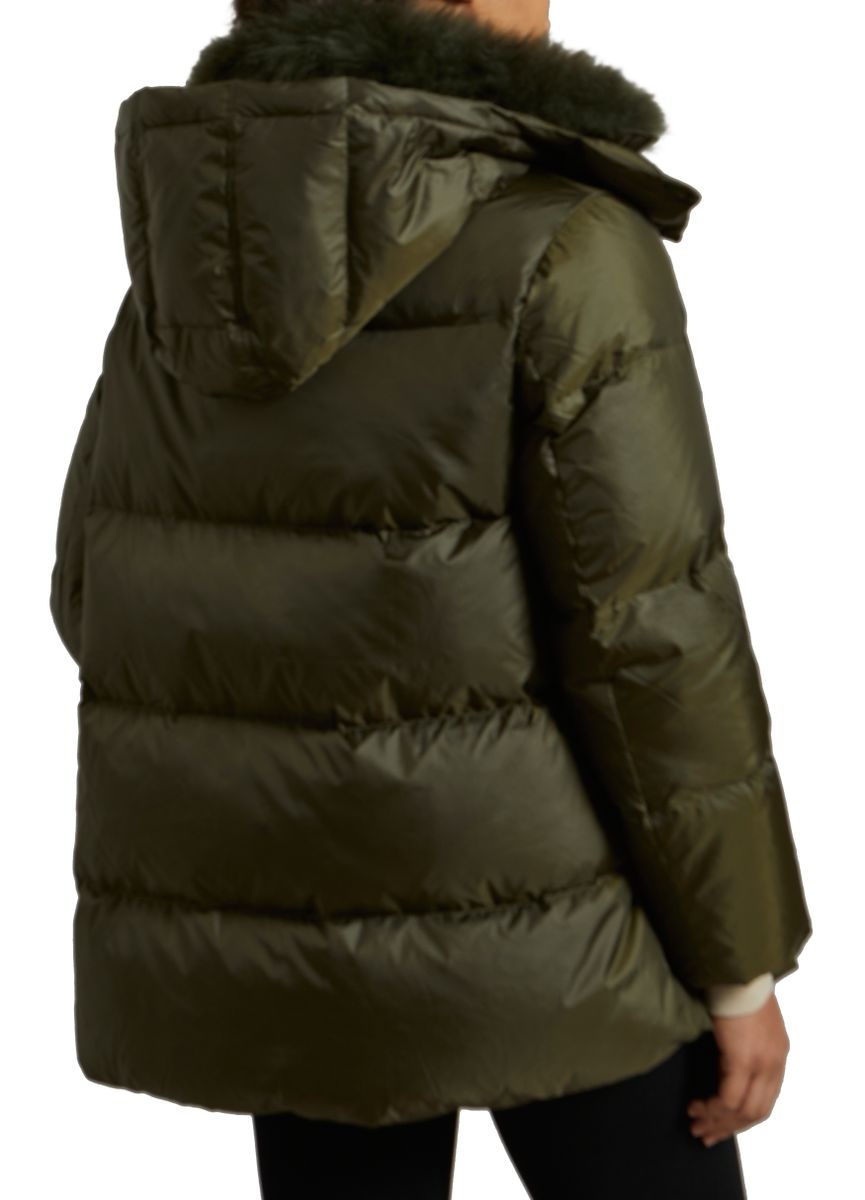 A-line puffer jacket made from a water-resistant performance fabric with a long-haired lambswool col - 3