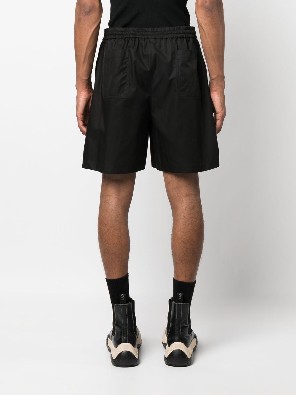 logo-patch cotton drawstring shorts - 4