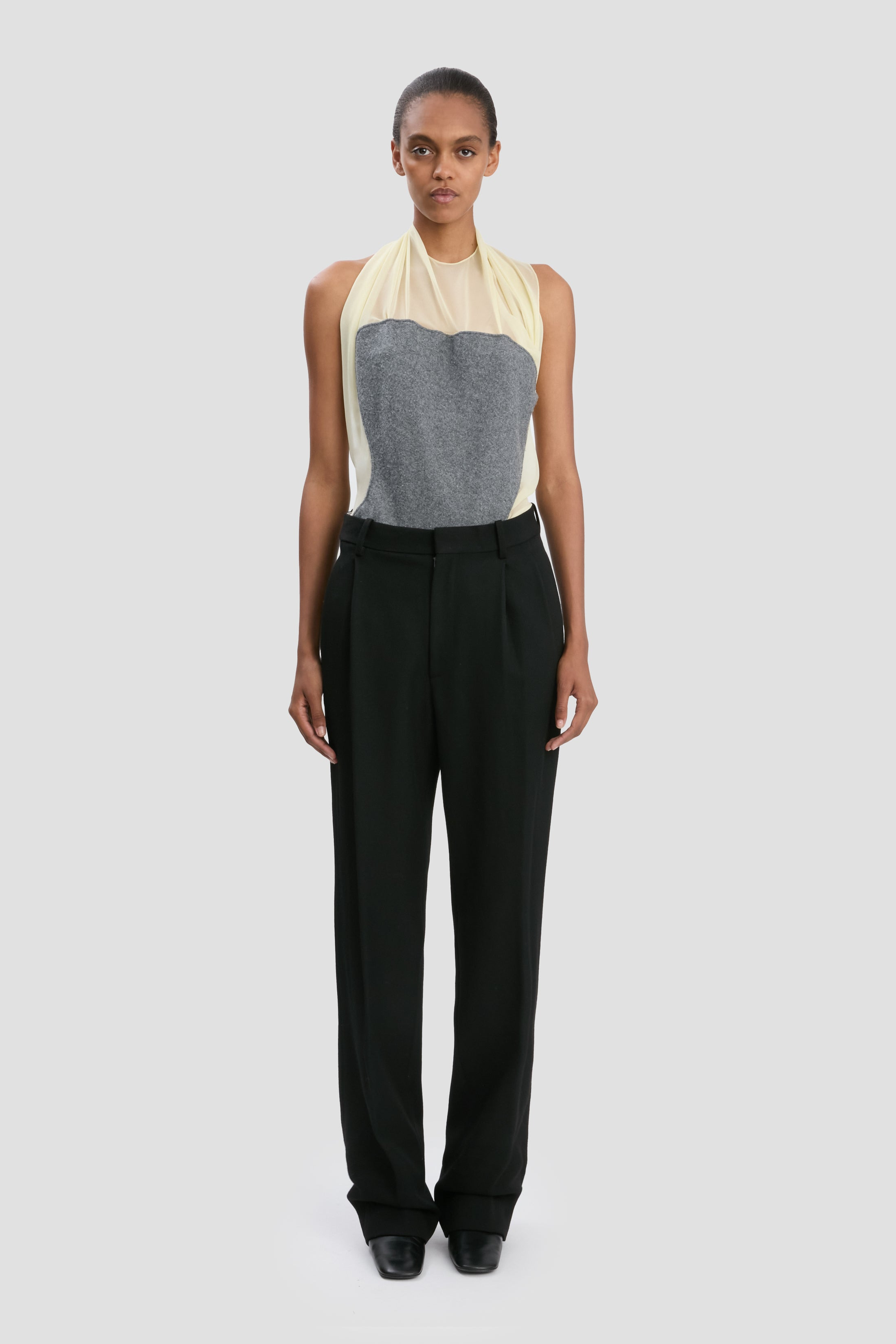 Sleeveless Draped Panel Top In Frosted Yellow - 2