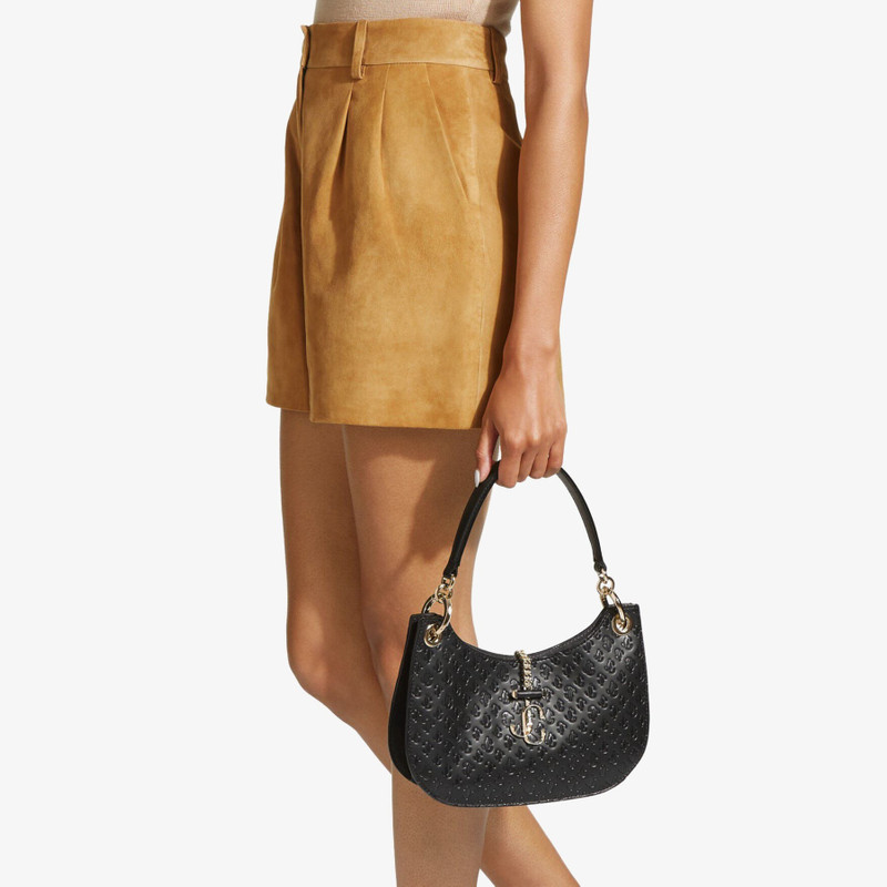 Varenne Hobo S
Black Calf Leather, Suede and JC Monogram Pattern Hobo Handbag 5