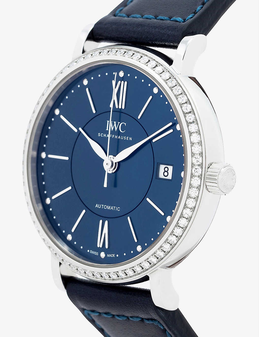 IW458111 Portofino stainless-steel, diamond and leather automatic watch - 3