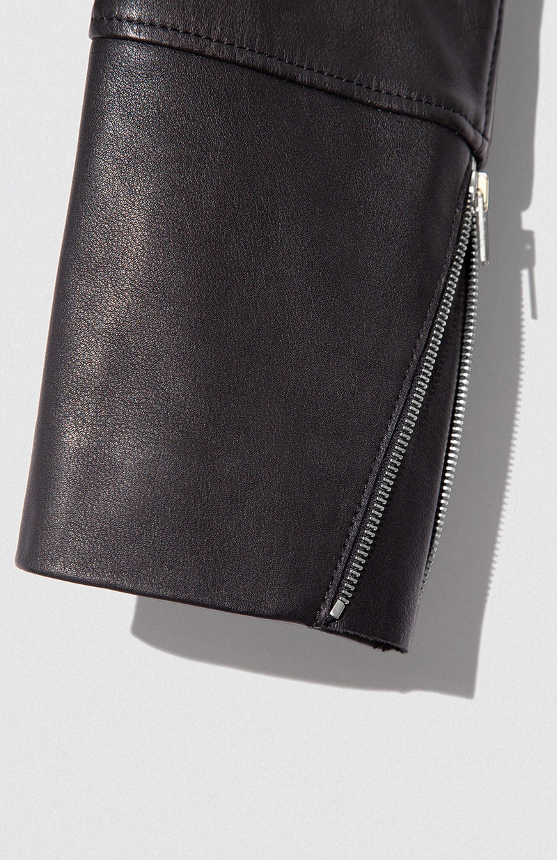 MILENA BIKER JACKET BLACK CALF NAPPA LEATHER 8